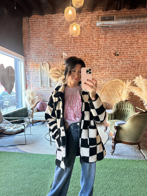 Checked Sherpa Jacket