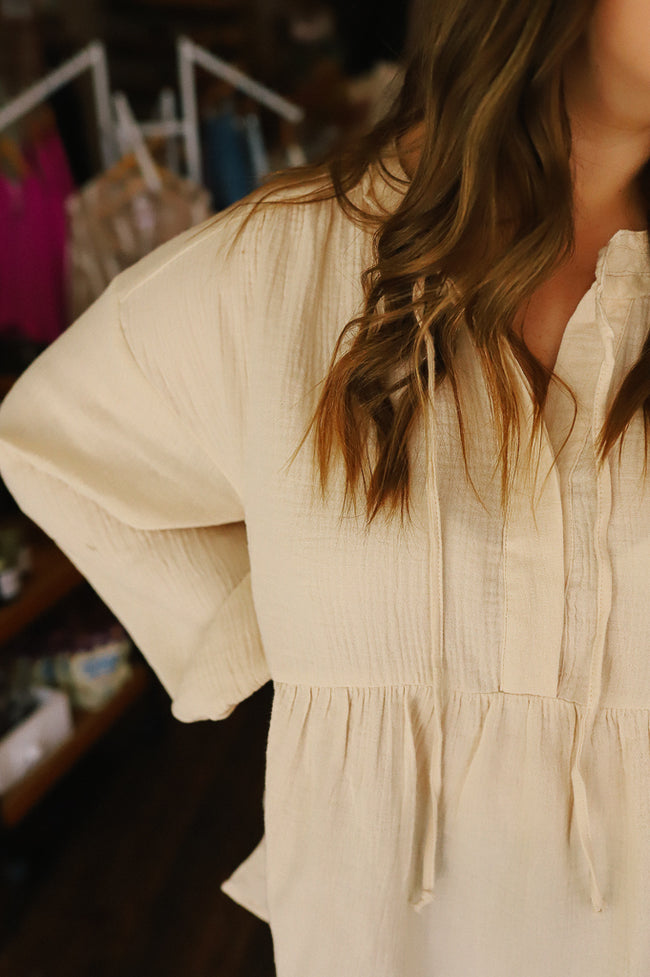 Ollie Gauze Peplum Top // Natural