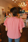 Lena Layered Ruffle Sleeve Top// Pink